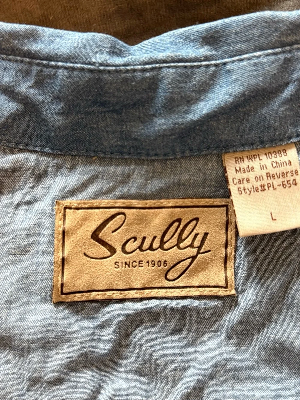 Scully Embroidered Western Denim Shirt in Light Blue. Women’s L. New. - Picture 7 of 11